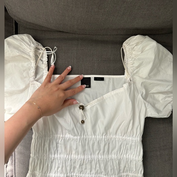 Pinko Abriolas Puff Sleeve White Mini Dress - Picture 4 of 6